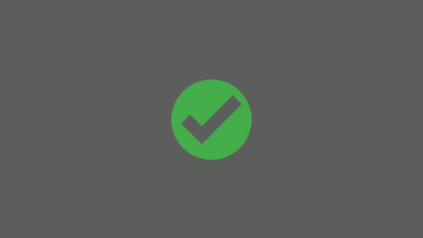 Graphic icon of a checkmark is shown.