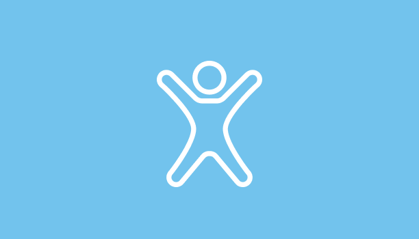 A graphic icon showing a person with their arms raised is shown.